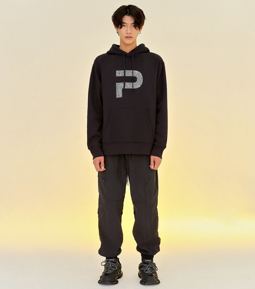 FINGER PRINT POCKET HOOD _ BLACK